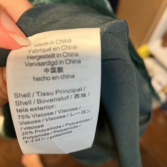 J. CREW Emerald Green VELVET PUFF SLEEVE BUTTON FRONT Square Neck Dress - Picture 11 of 12